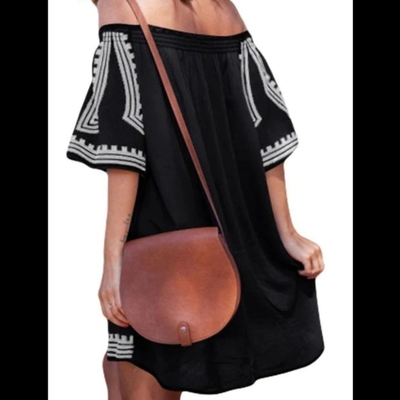 Bohemian Chic Geometric Print Off The Shoulder Summer Cover-up Dress Small (EUC) - Picture 3 of 3